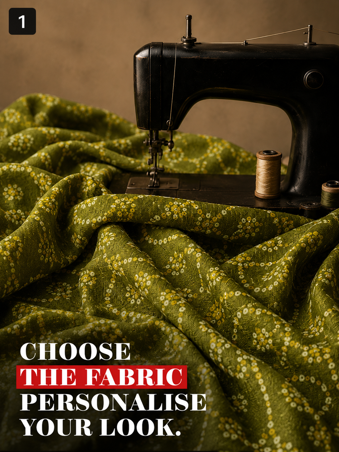 Olive Green Printed Unstitched Kurta Fabric