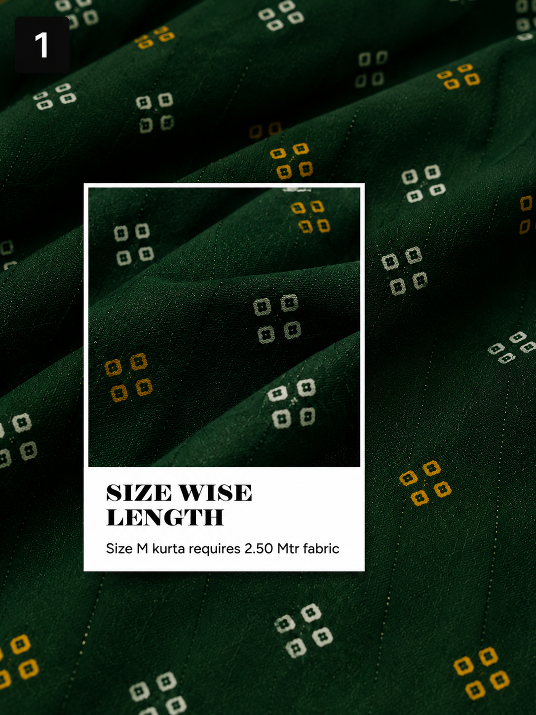 Dark Green Printed Unstitched Kurta Fabric
