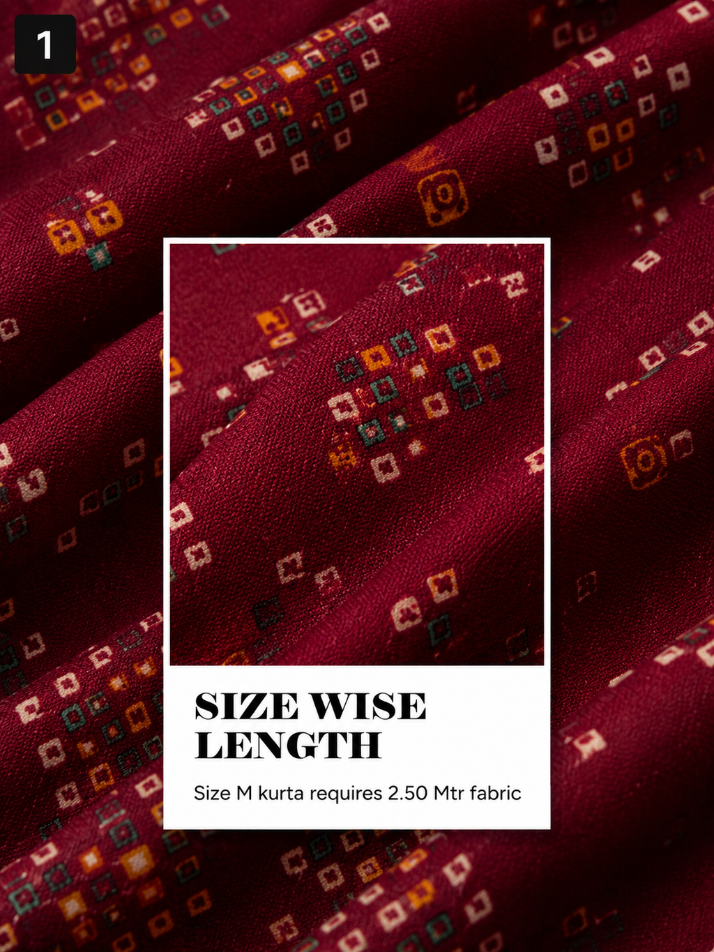 Maroon Printed Unstitched Kurta Fabric