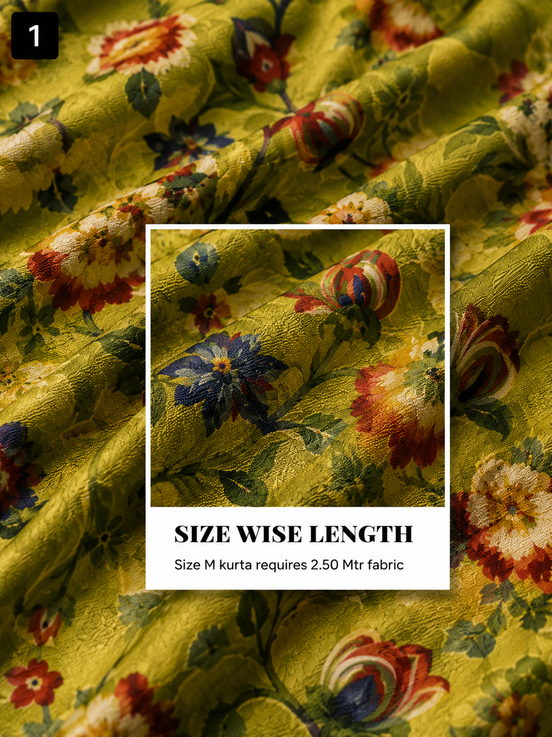 Olive Green Floral Unstitched Kurta Fabric
