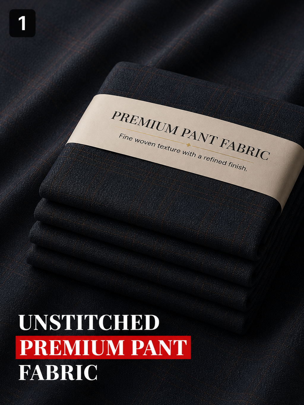 Navy Brown Windowpane Pant Fabric