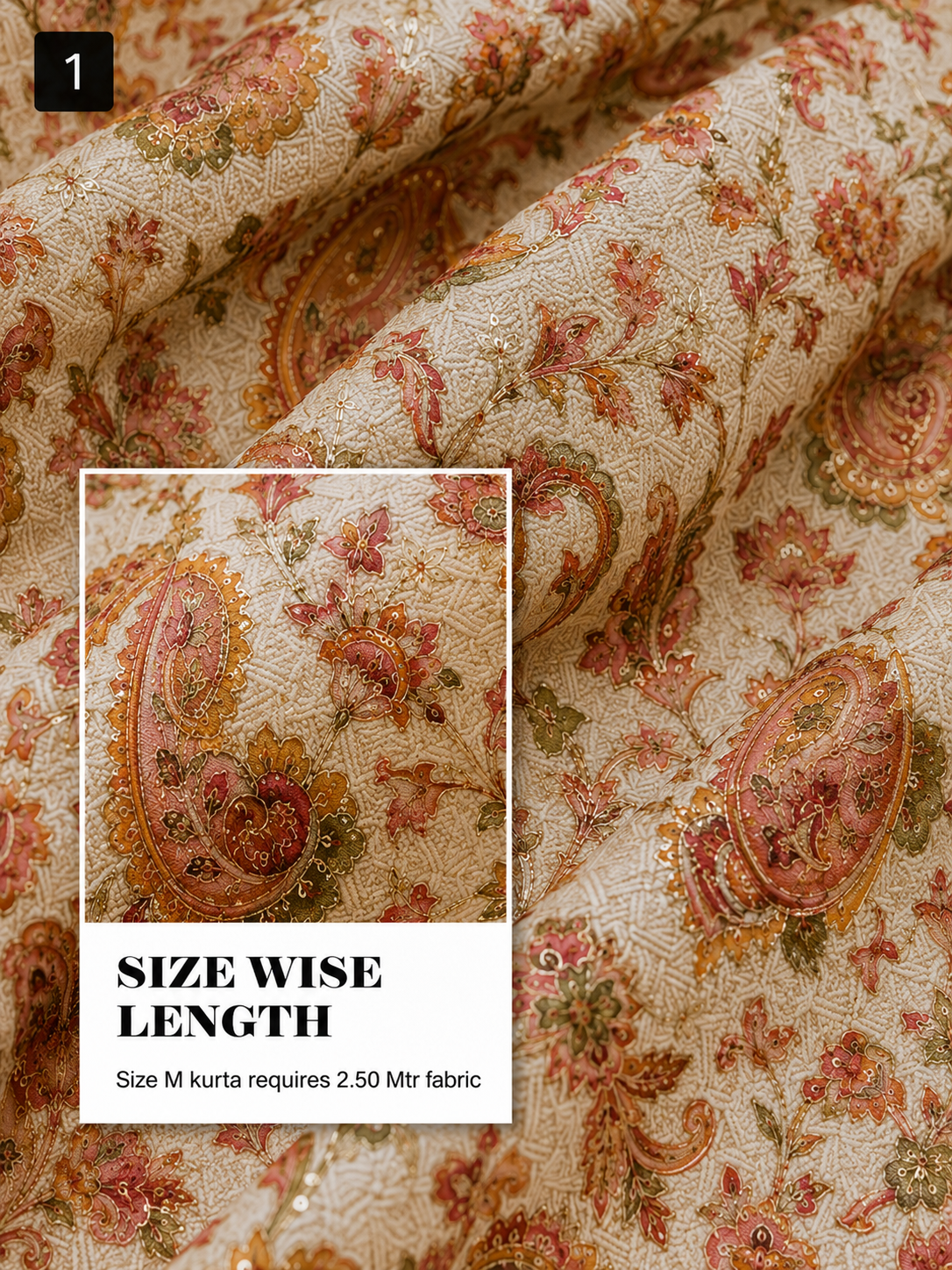 Ivory Paisley Unstitched Kurta Fabric
