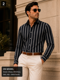 Black & Silver Vertical Stripe  Shirt Fabric