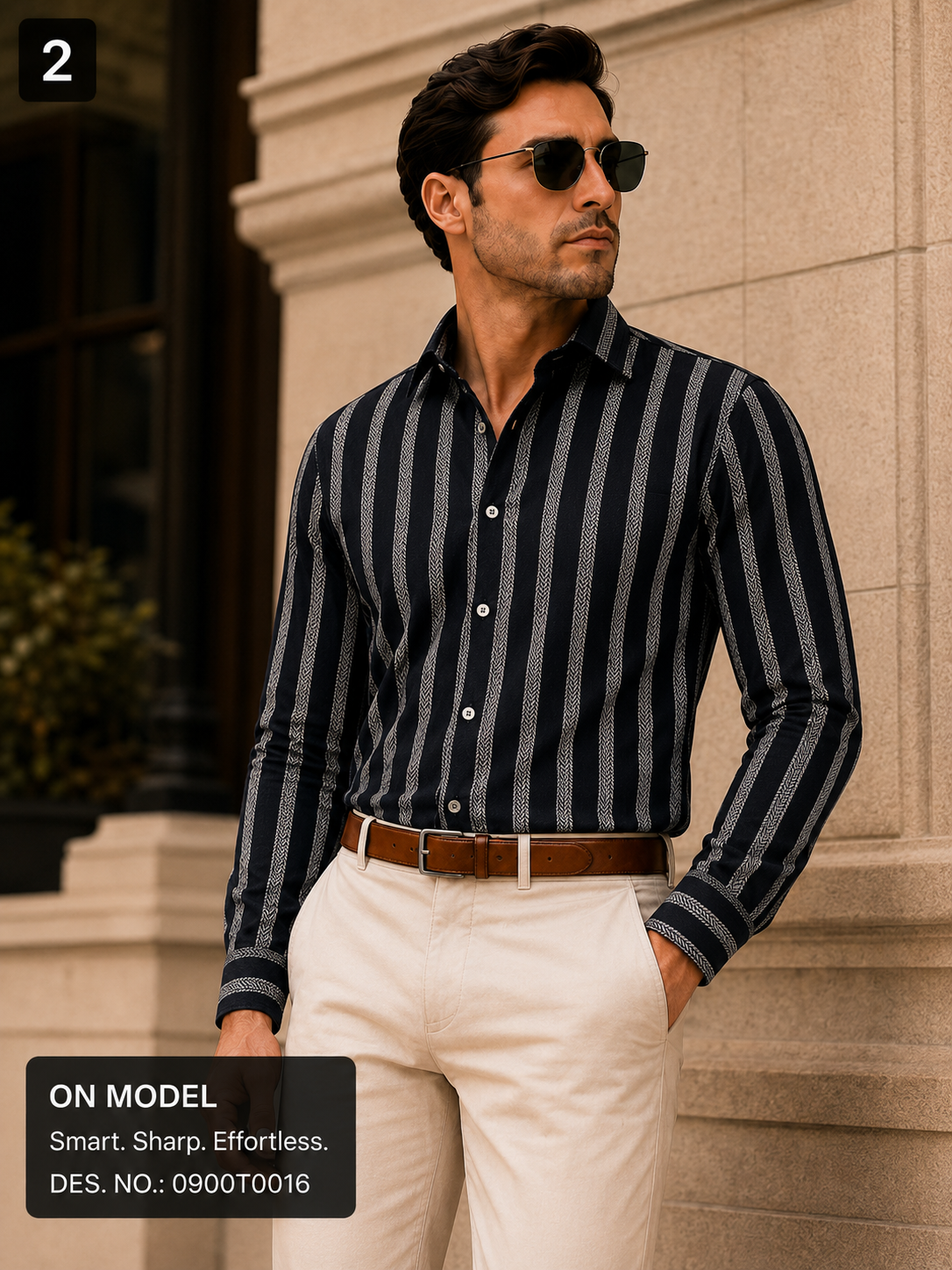 Black & Silver Vertical Stripe  Shirt Fabric
