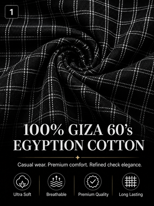 Black Check  Shirt Fabric