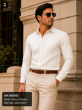 Off White Textured Unstitched Shirt Fabric