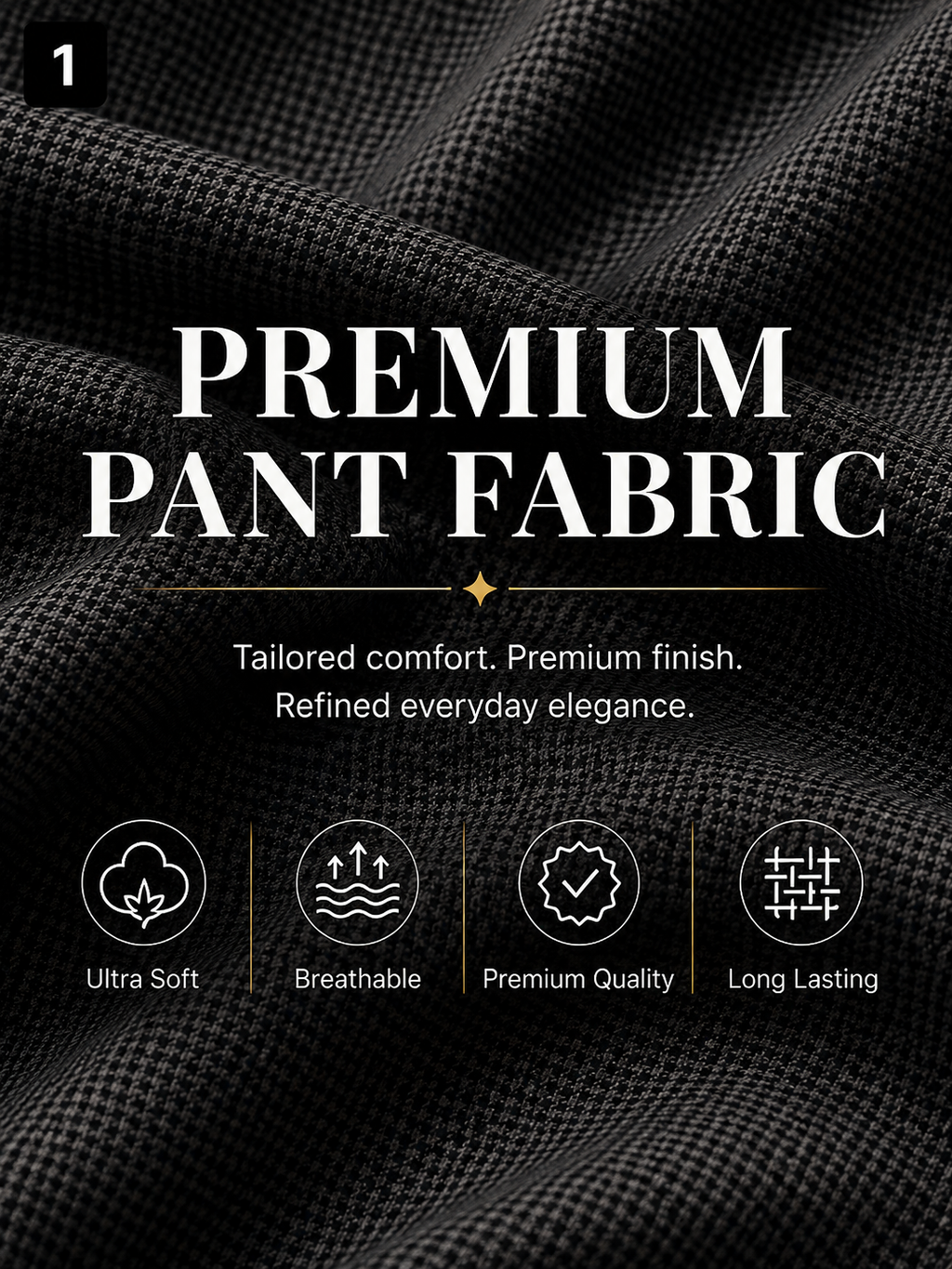Black Micro-Checked Pant Fabric