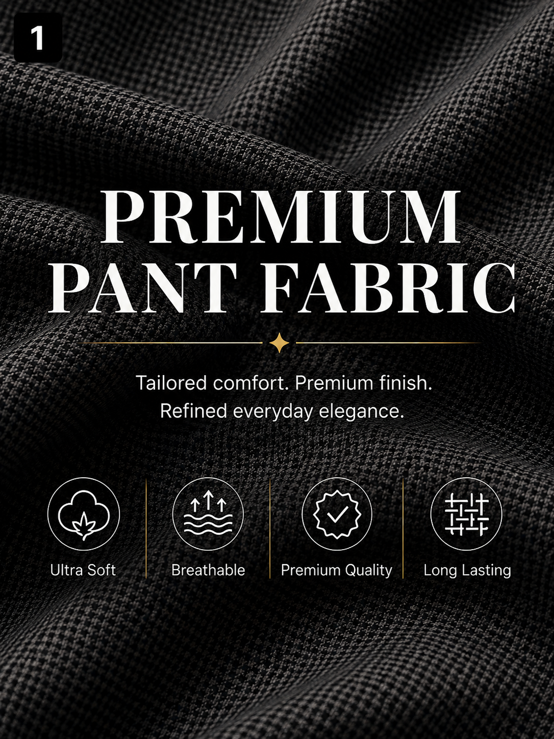 Black Micro-Checked Pant Fabric