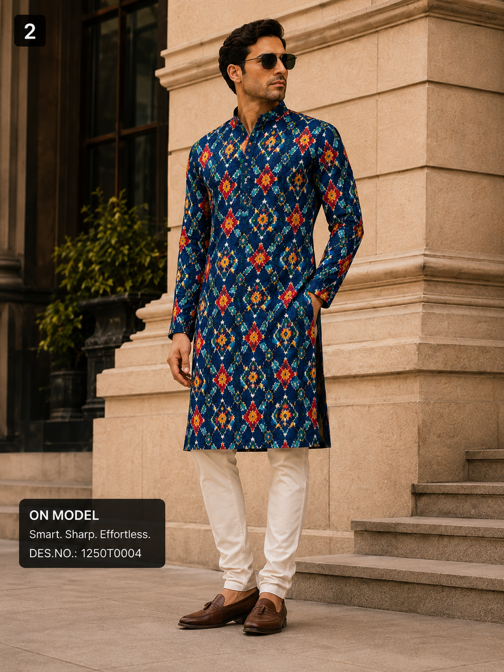 Blue Multicolor Unstitched Kurta Fabric