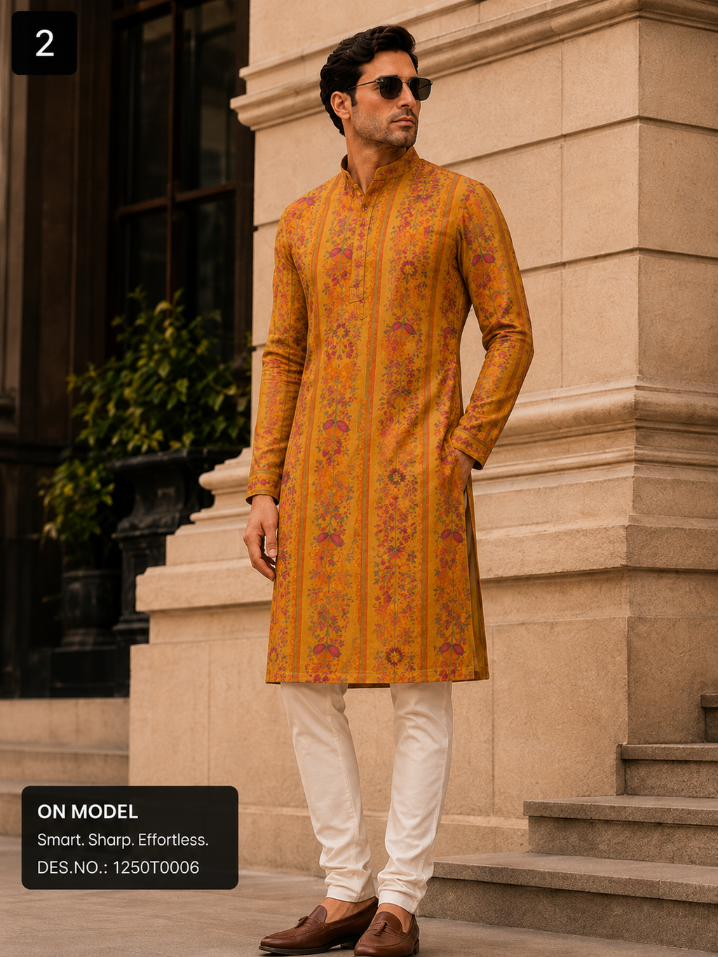 Floral  Yellow Unstitched Kurta Fabric –