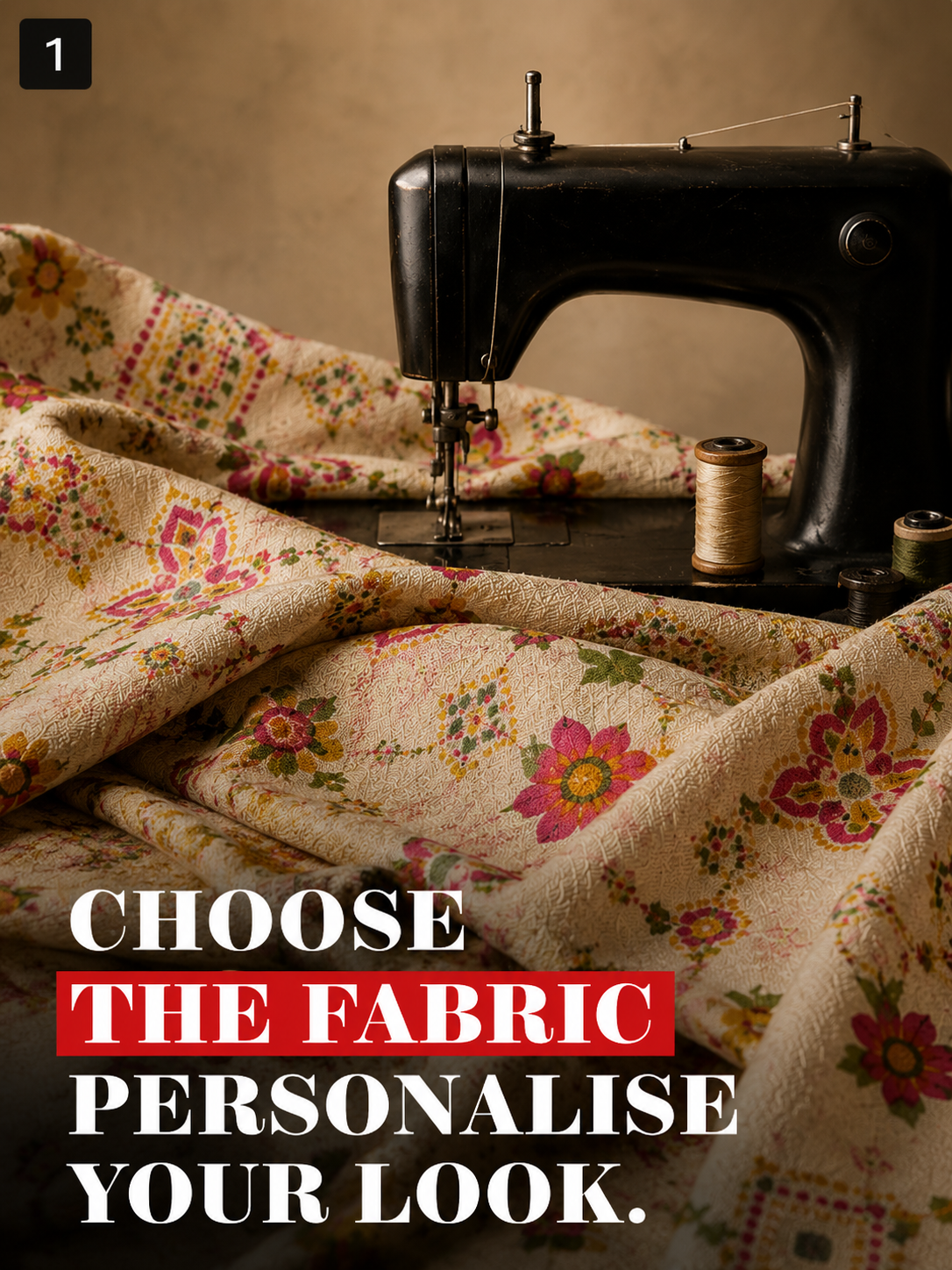 Cream Floral Unstitched Kurta Fabric