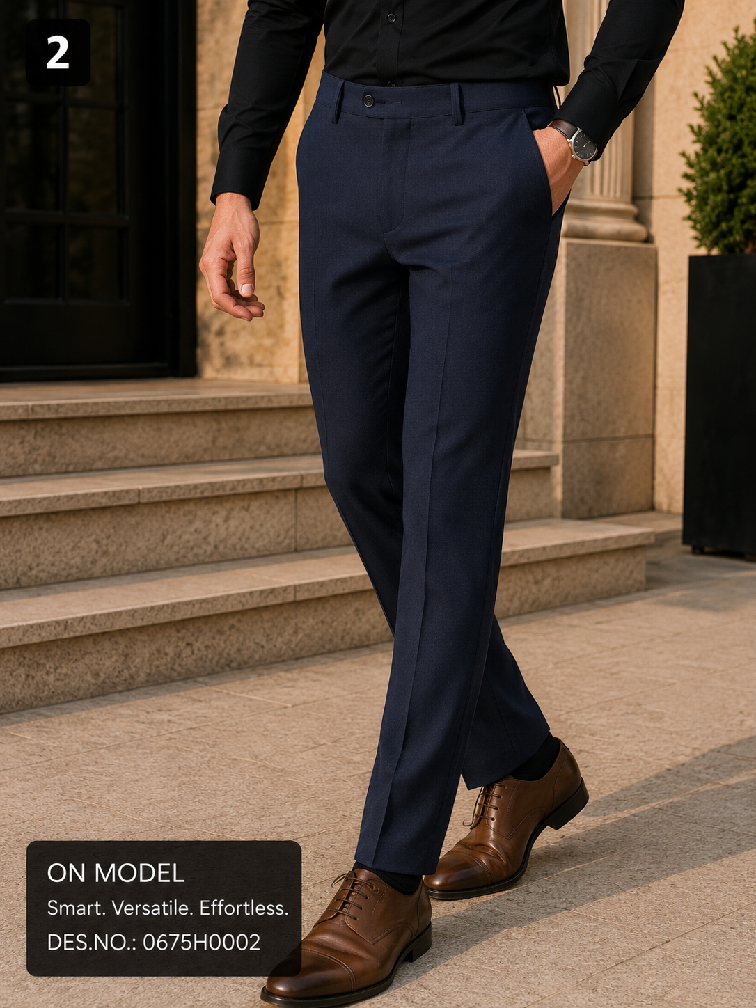 Navy Textured Finish  Pant Fabric