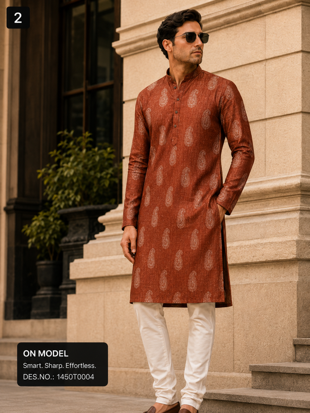 Rust Brown Paisley Unstitched Kurta Fabric