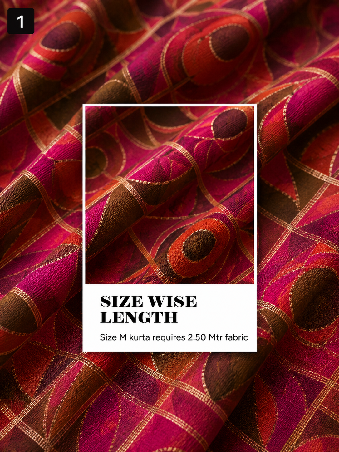 Magenta Geometric Unstitched Kurta Fabric