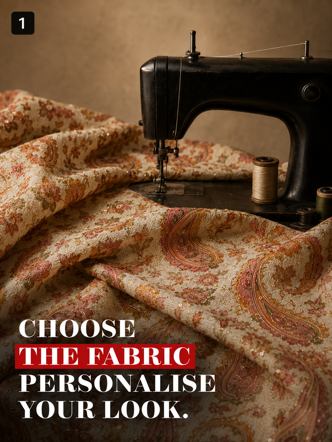 Ivory Paisley Unstitched Kurta Fabric