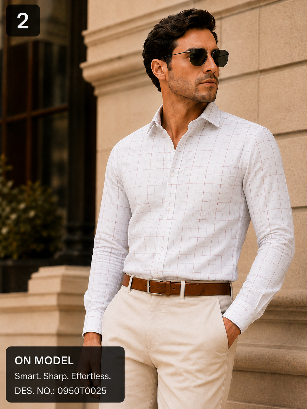 White Window Check  Shirt Fabric