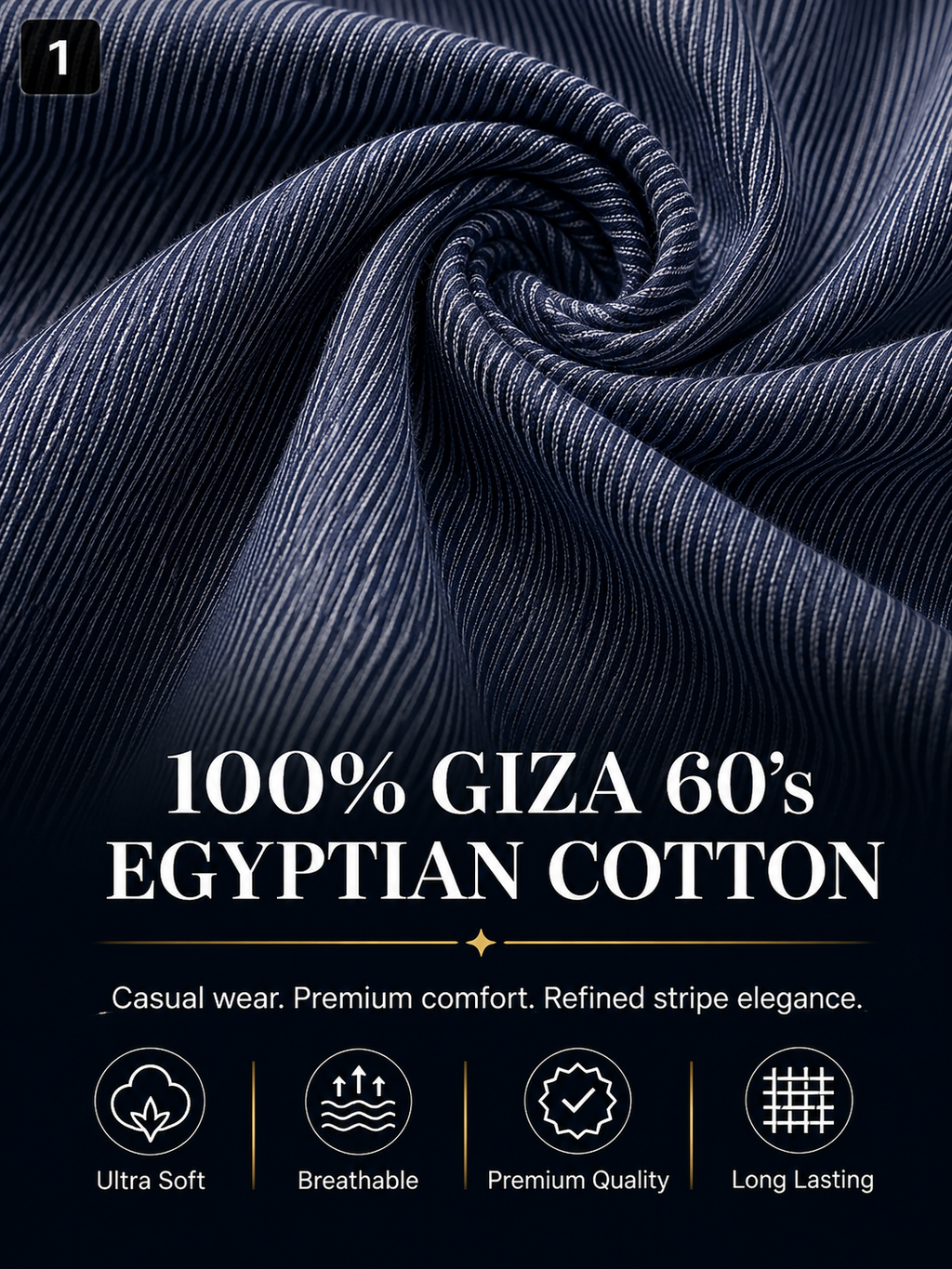 Navy Blue Stripe Shirt Fabric