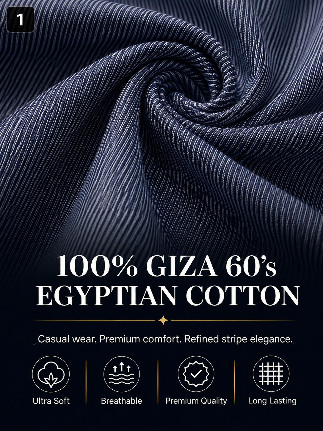 Navy Blue Stripe Shirt Fabric