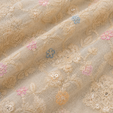 Beige & Pastel Floral Embroidered Kurta Fabric with Sequin Work | Premium Ethnic Fabric