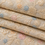Beige & Pastel Floral Embroidered Kurta Fabric with Sequin Work | Premium Ethnic Fabric