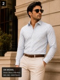 Light Blue & White Check Shirt Fabric