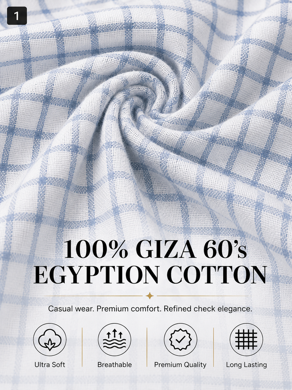 Light Blue & White Check Shirt Fabric