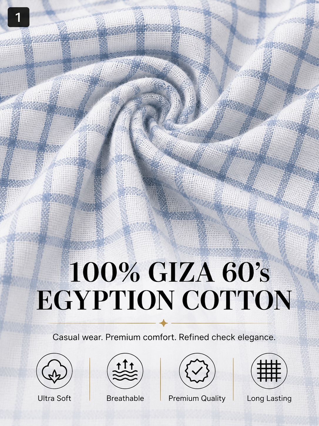 Light Blue & White Check Shirt Fabric