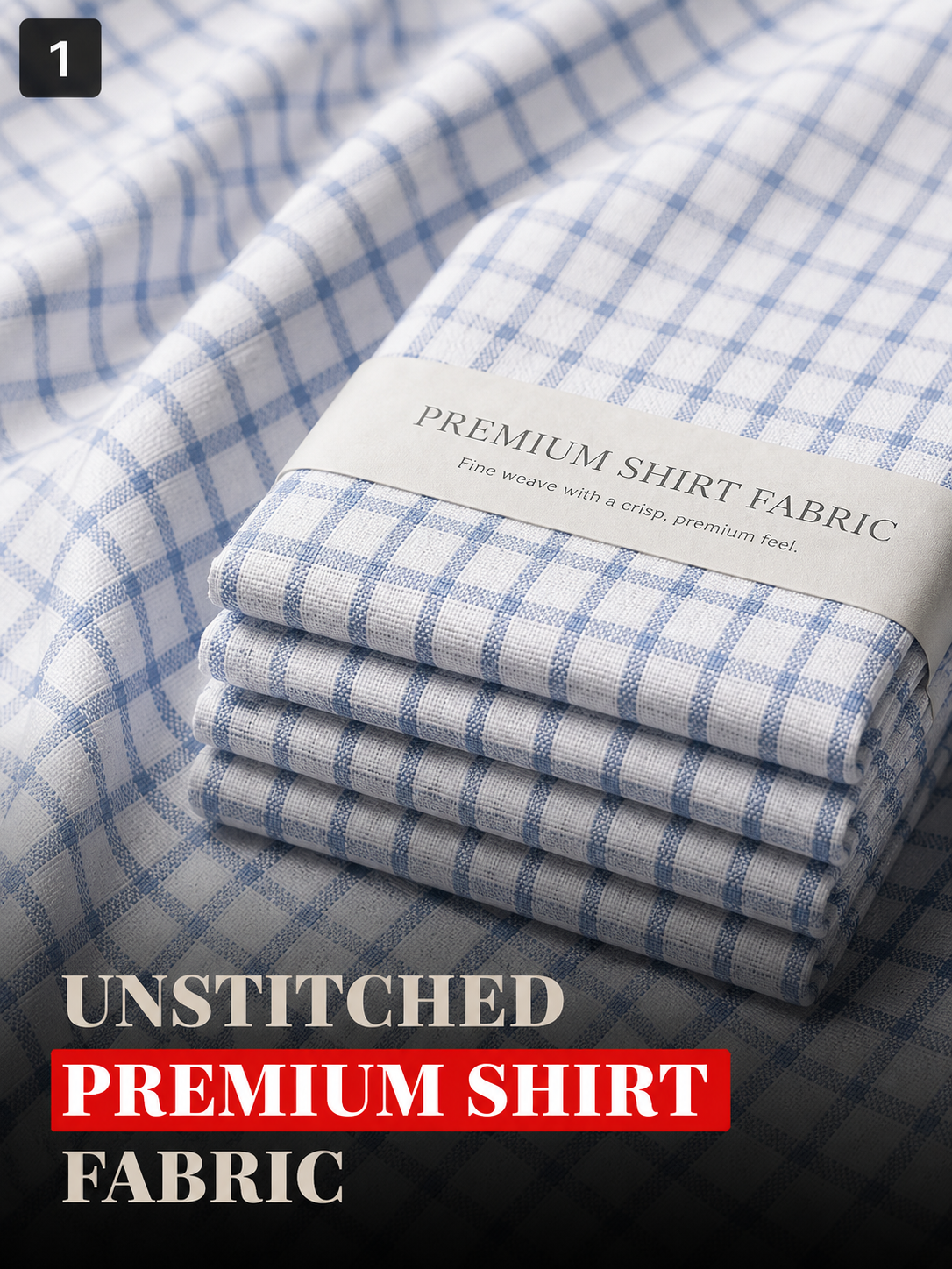 Light Blue & White Check Shirt Fabric