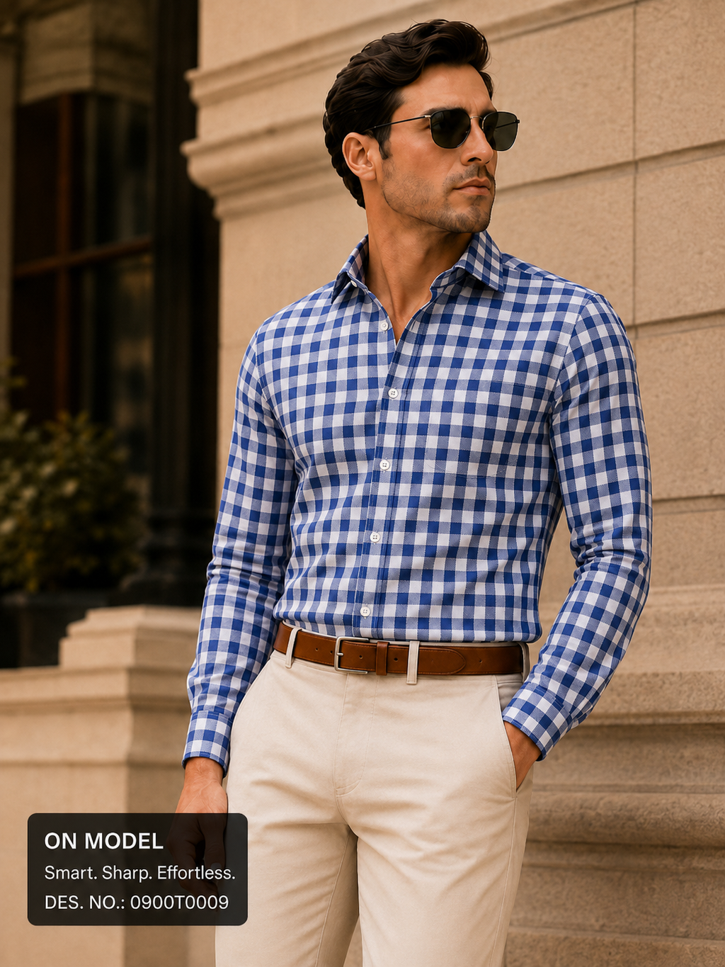 Blue & White Check  Shirt Fabric