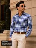 Blue & White Check  Shirt Fabric