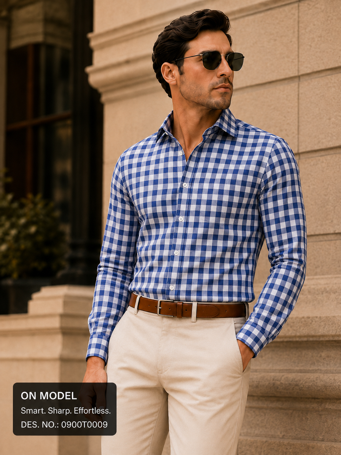 Blue & White Check  Shirt Fabric