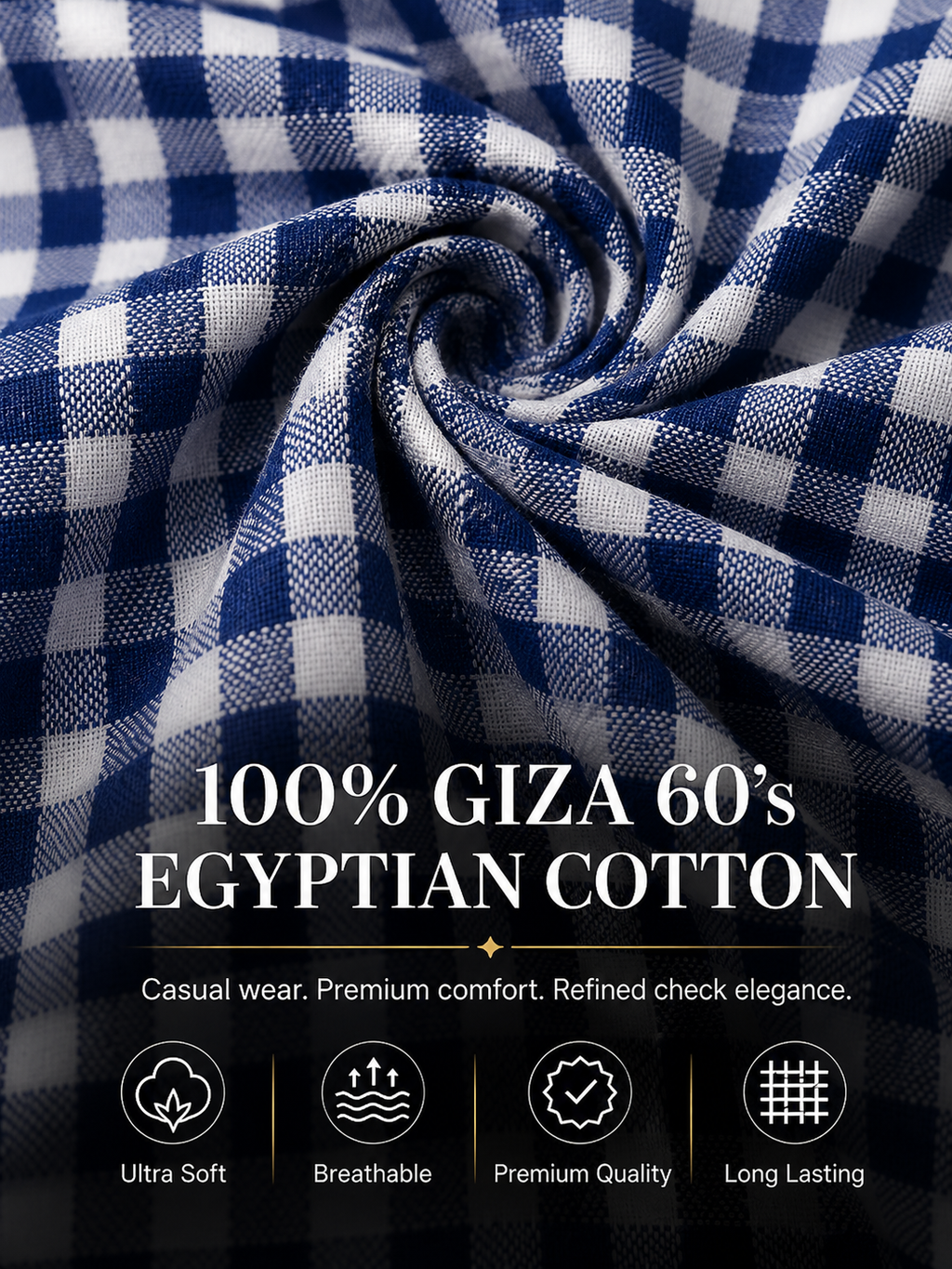 Blue & White Check  Shirt Fabric