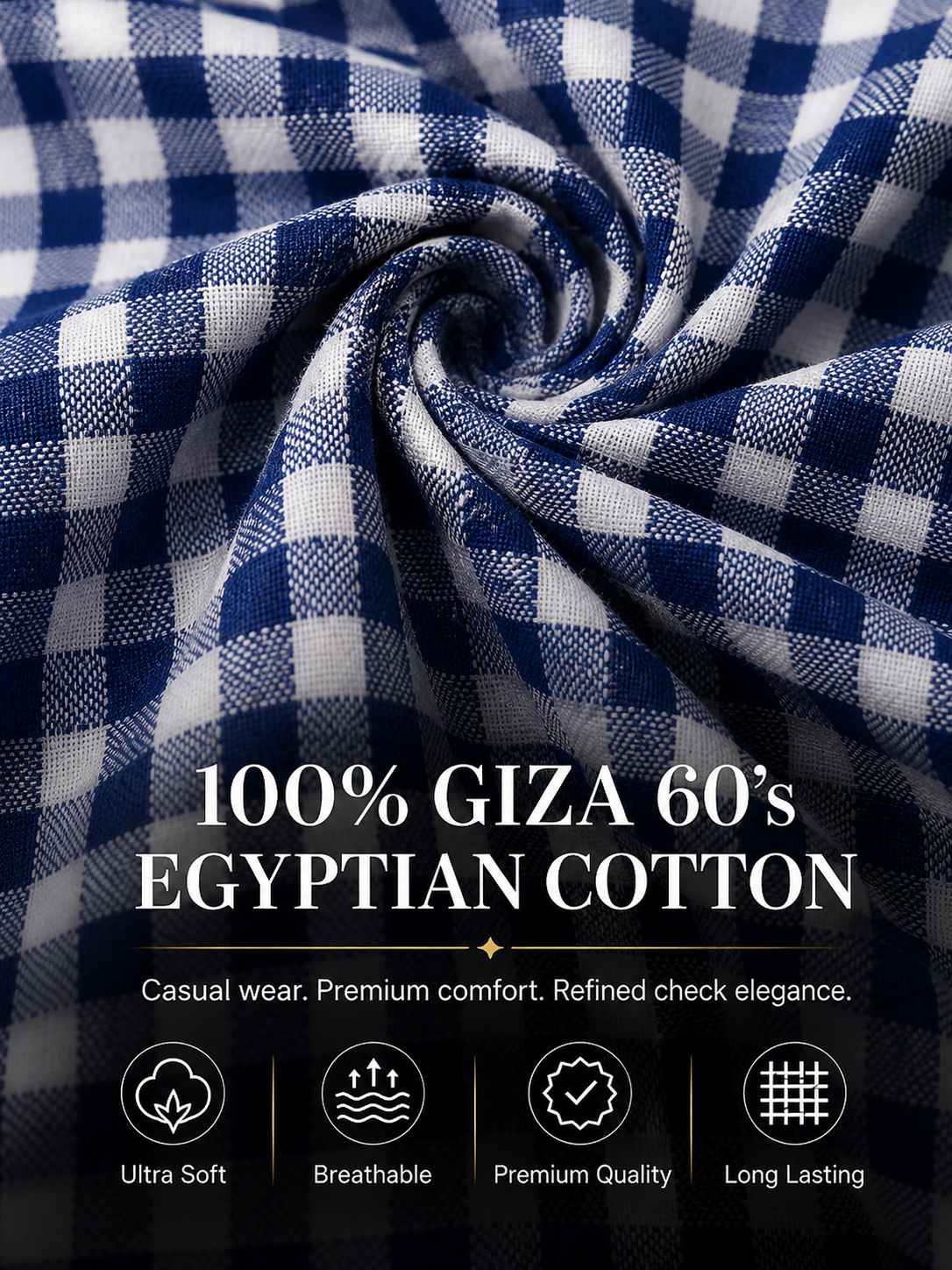 Blue & White Check  Shirt Fabric