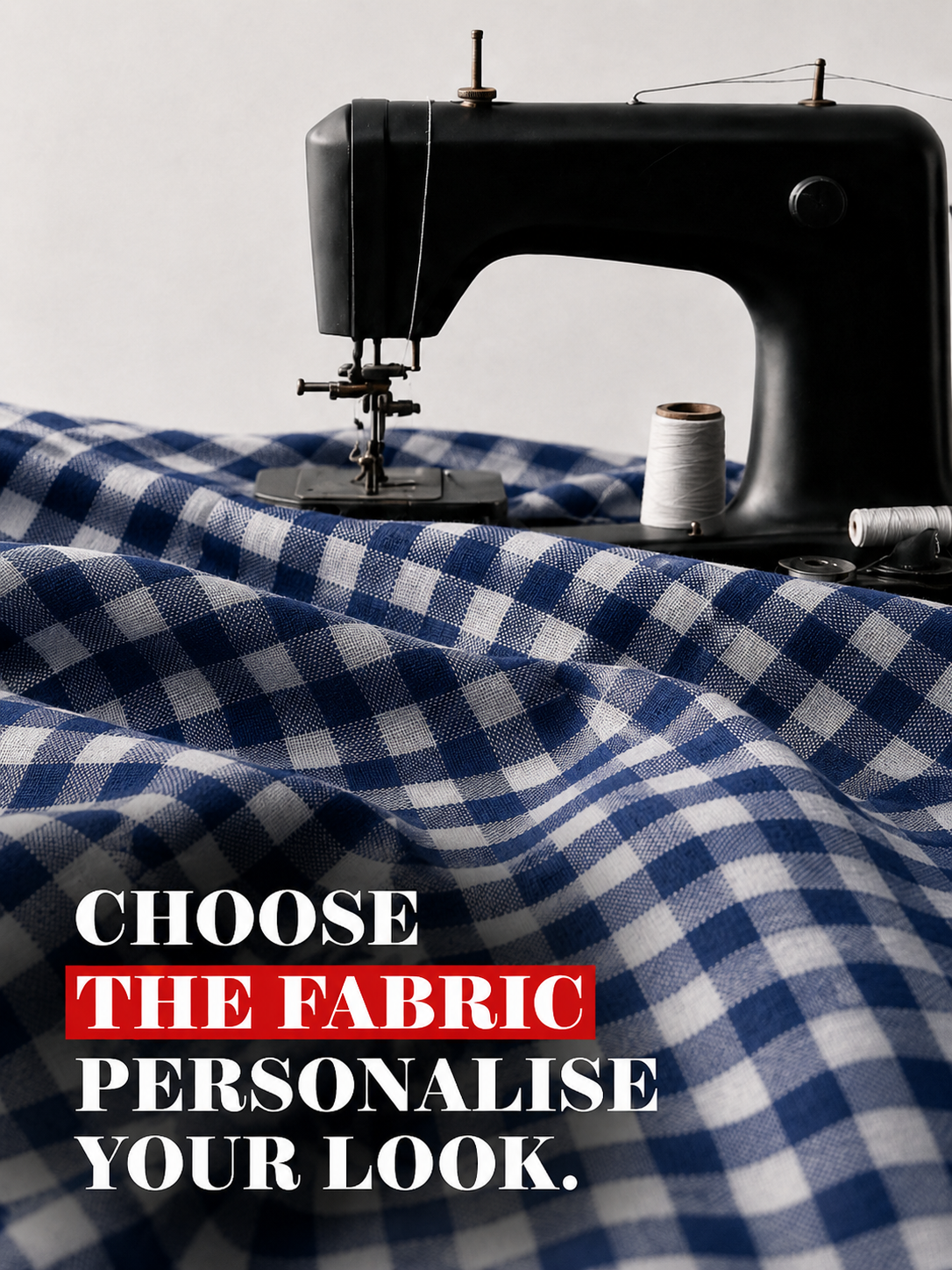 Blue & White Check  Shirt Fabric