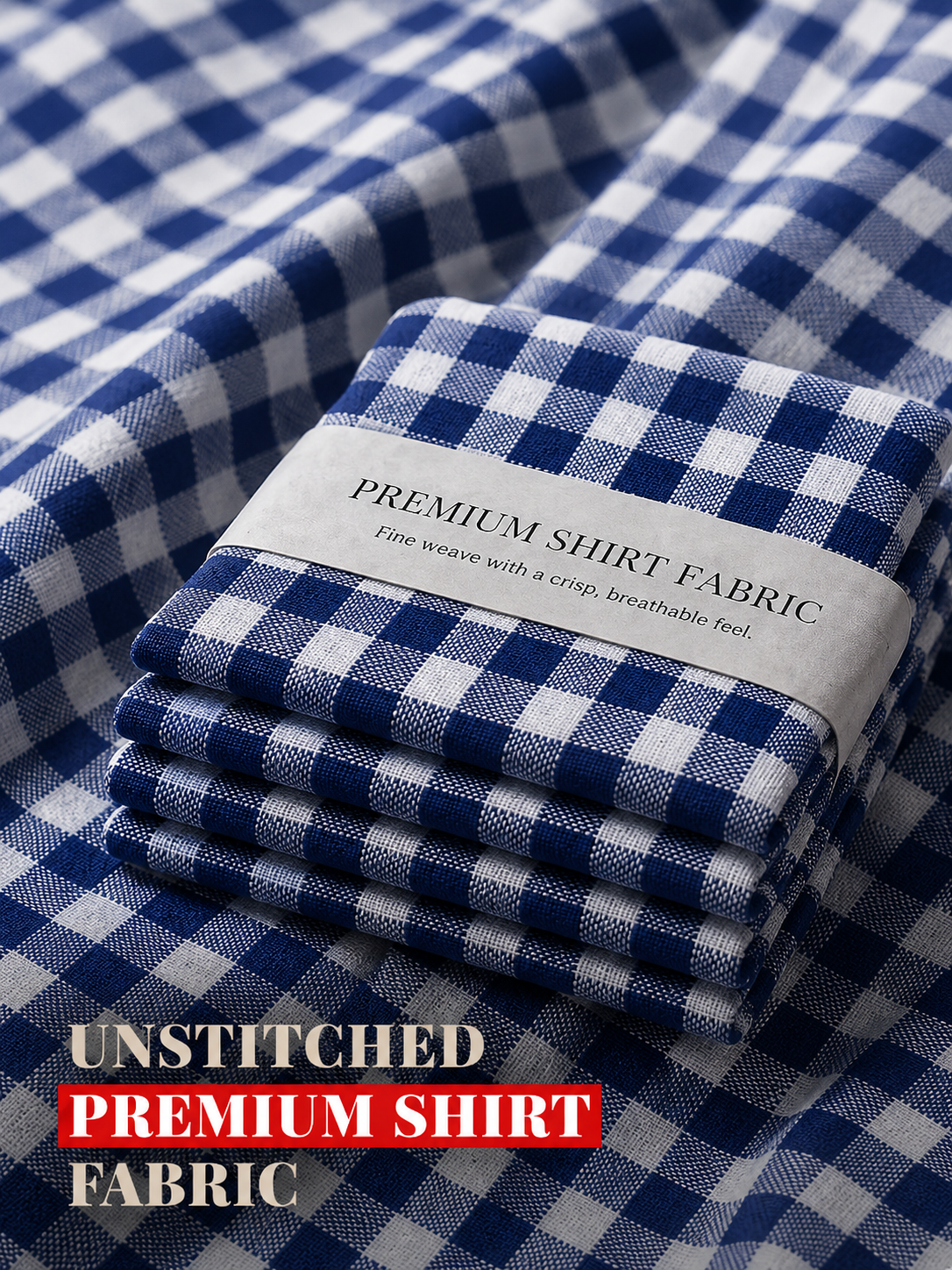 Blue & White Check  Shirt Fabric