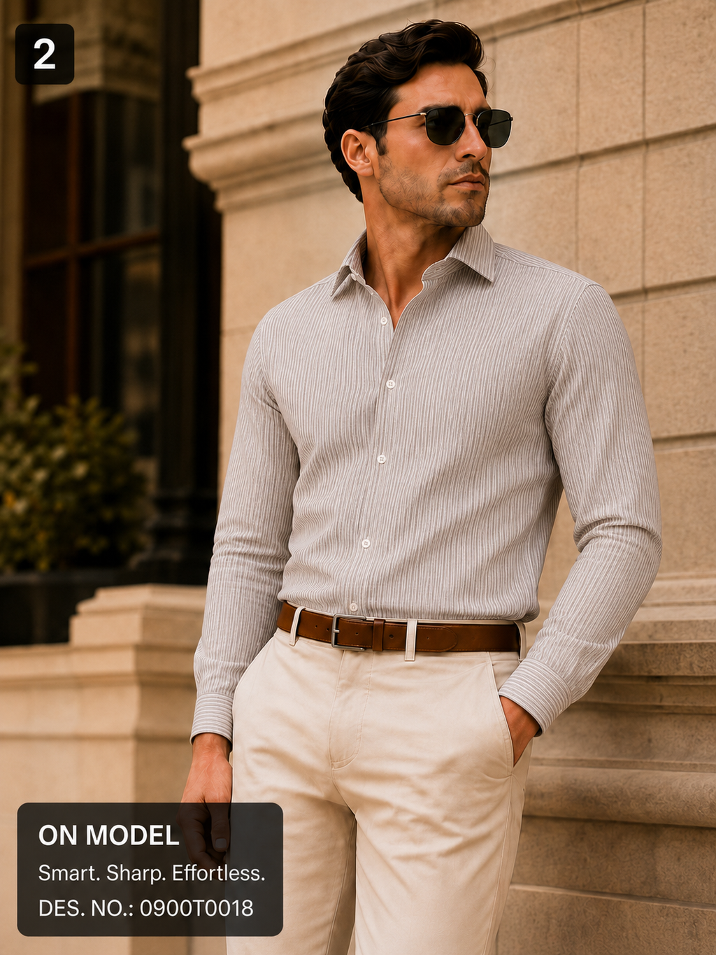 Oatmeal Latte Stripe Shirt Fabric