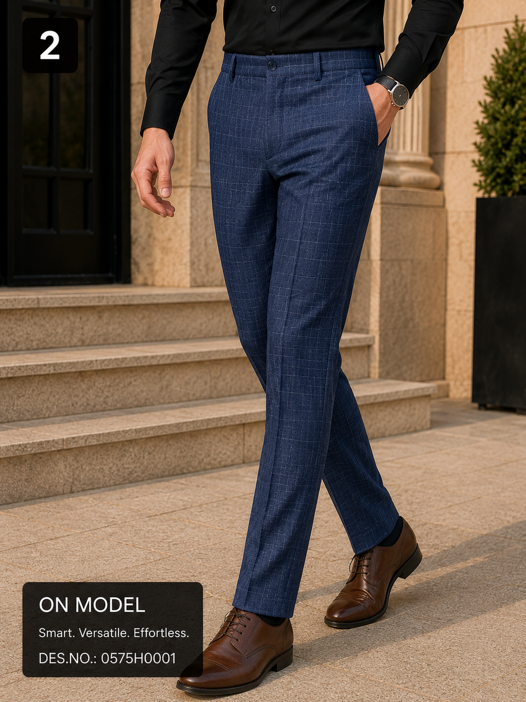 Blue Fine  Checked Pant Fabric