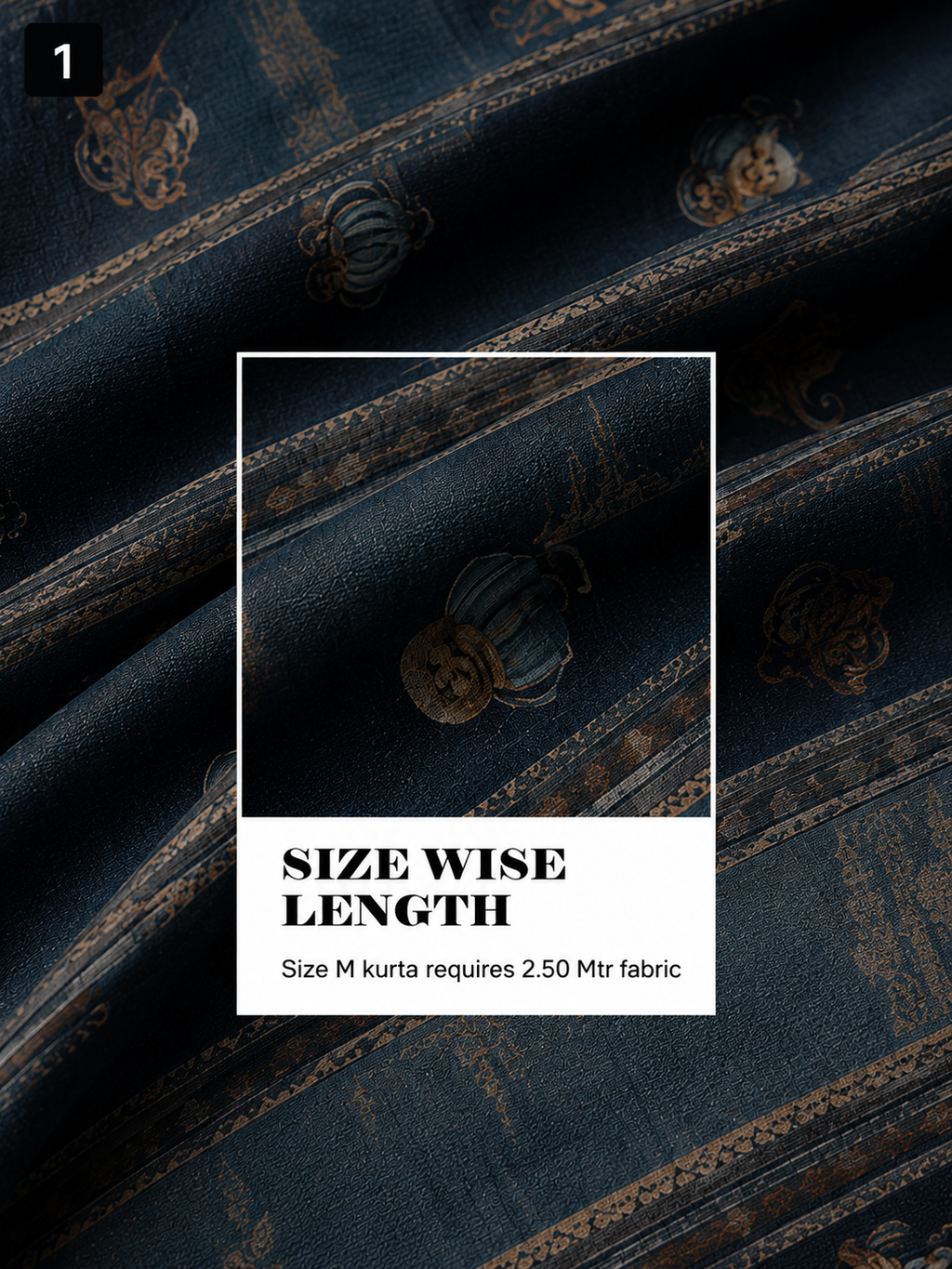 Navy blue Unstitched Kurta Fabric