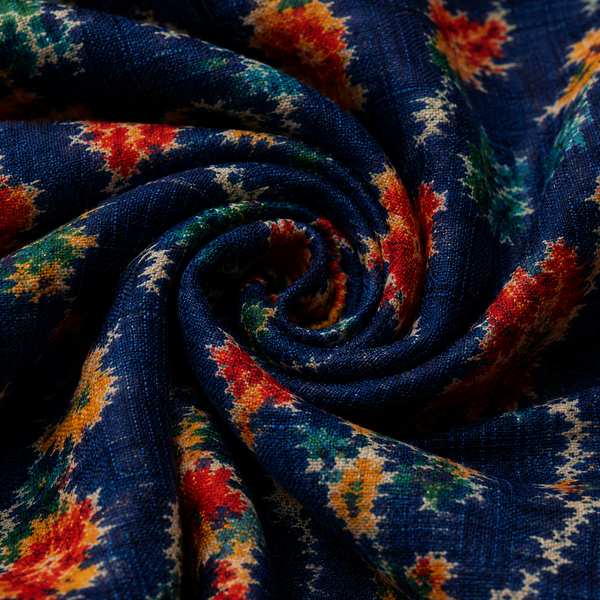 Blue Multicolor Unstitched Kurta Fabric