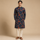 Blue Multicolor Unstitched Kurta Fabric
