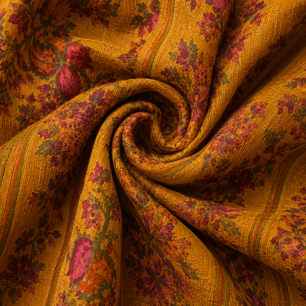 Floral  Yellow Unstitched Kurta Fabric –