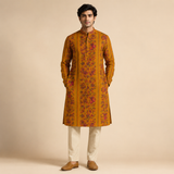 Floral  Yellow Unstitched Kurta Fabric –