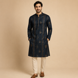 Navy blue Unstitched Kurta Fabric