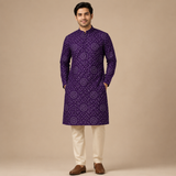 Purple Printed Unstitched Kurta Fabric
