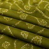 Olive Green Printed Unstitched Kurta Fabric