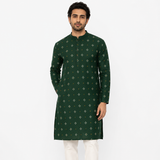 Dark Green Printed Unstitched Kurta Fabric
