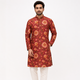 Pink Floral Kurta Fabric