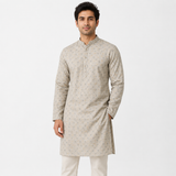 Ivory Printed Unstitched Kurta Fabric